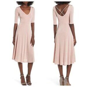 ASTR The Label Shine Cross Back Midi Dress NWT